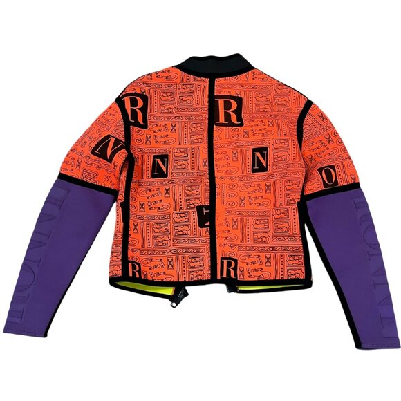 Ronny Vintage Neoprene Jacket Medium Orange/Purple Graphic Design Scuba Zipper C - Picture 8 of 12